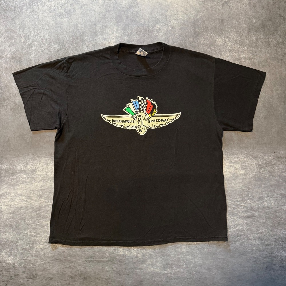 Vtg 80s Indianapolis Motor Speedway T Shirt XL Logo 7 Single Stitch USA Black